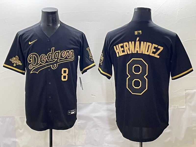 Men 2025 Los Angeles Dodgers #8 Hernandez Black Gold Five generations Nike MLB Jersey style 1->los angeles dodgers->MLB Jersey